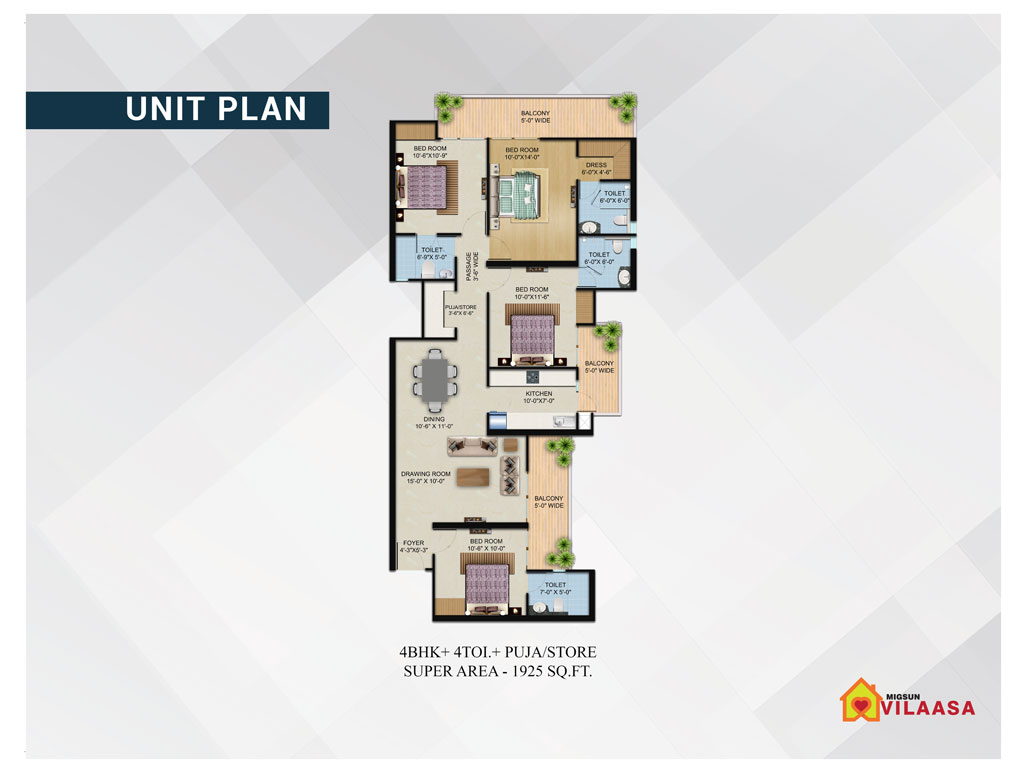 Migsun Vilaasa Floor Plan 1925 sq ft